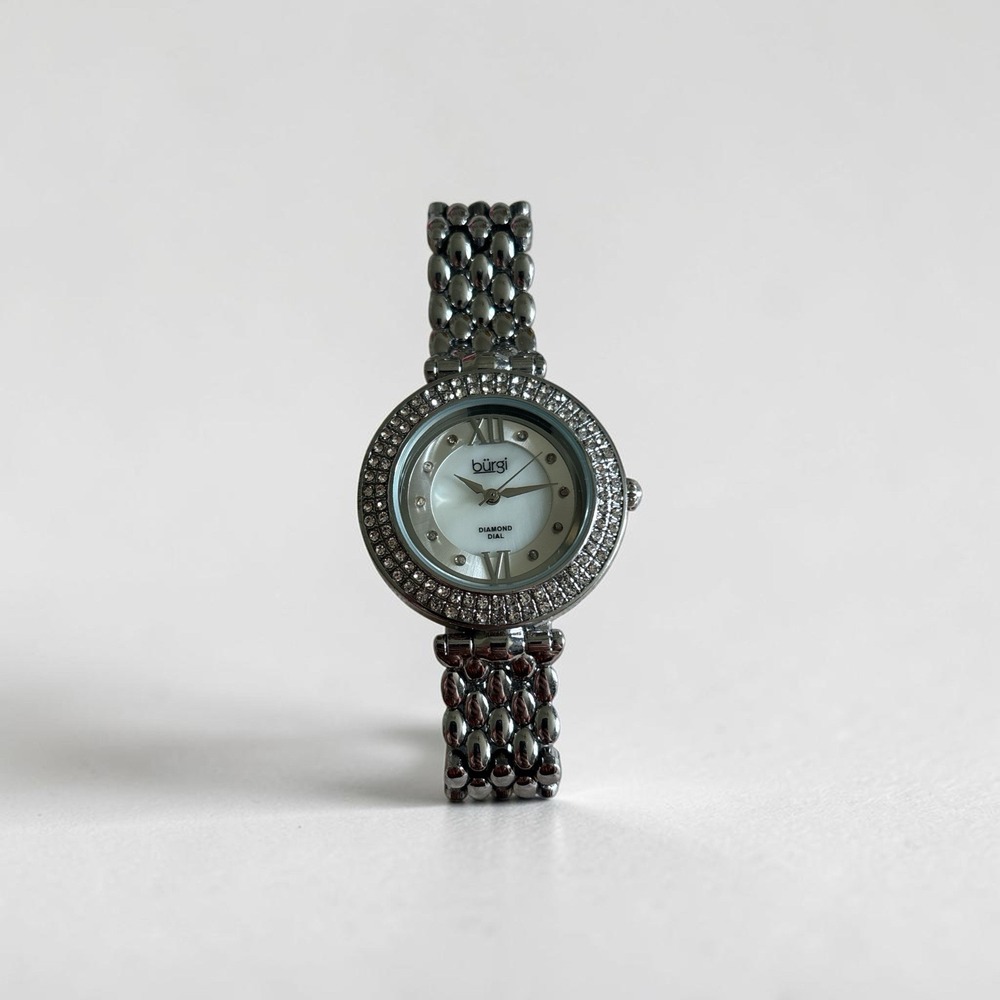 Burgi Diamond Dial Watch Women Crystal Bezel,needs battery